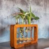 Test tube planter with live plant on handcrafted wooden stand by Wild Roots Gifting – eco-friendly indoor decor in Delhi NCR and Dehradun