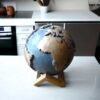 "Captivating Hand-Carved Wooden Globe: A Touch of Elegance and Wanderlust Crafted by Wild Roots - Mango Wood Masterpiece for Office and Home Decor"