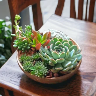 Succulent plant bowl arrangement by Wild Roots Gifting – low-maintenance indoor decor for homes and offices in Delhi NCR and Dehradun