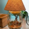 Bell jar lamp terrarium with plants and moss by Wildroots.