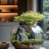 12 inch fish bowl terrarium with lush green plants by Wildroots for elegant indoor decoration