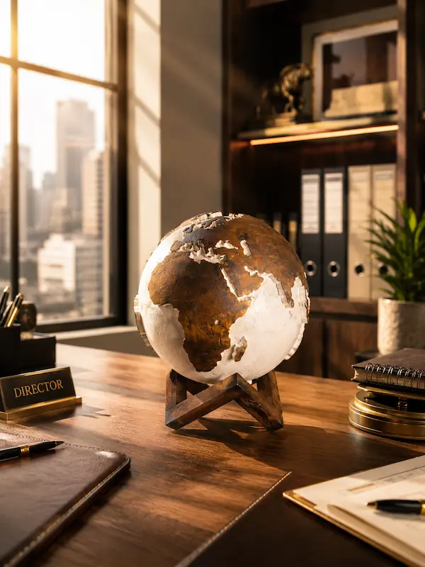 Hand Carved Solid wooden Globe for Desktop - Image 2