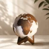 Hand carved wooden globe made from solid mango wood