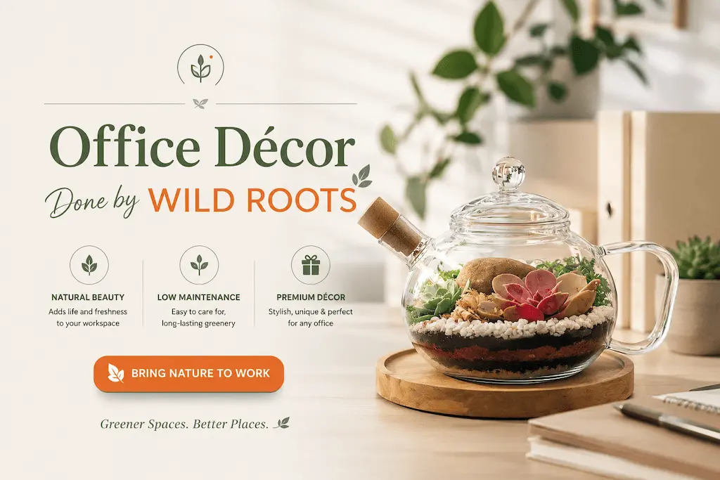 office decor by plants and terrariums