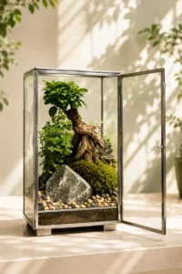Medium Cuboidal Glass Terrarium with Real Living Plants by Wild Roots Gifting (12 x 7 x 7 Inches)