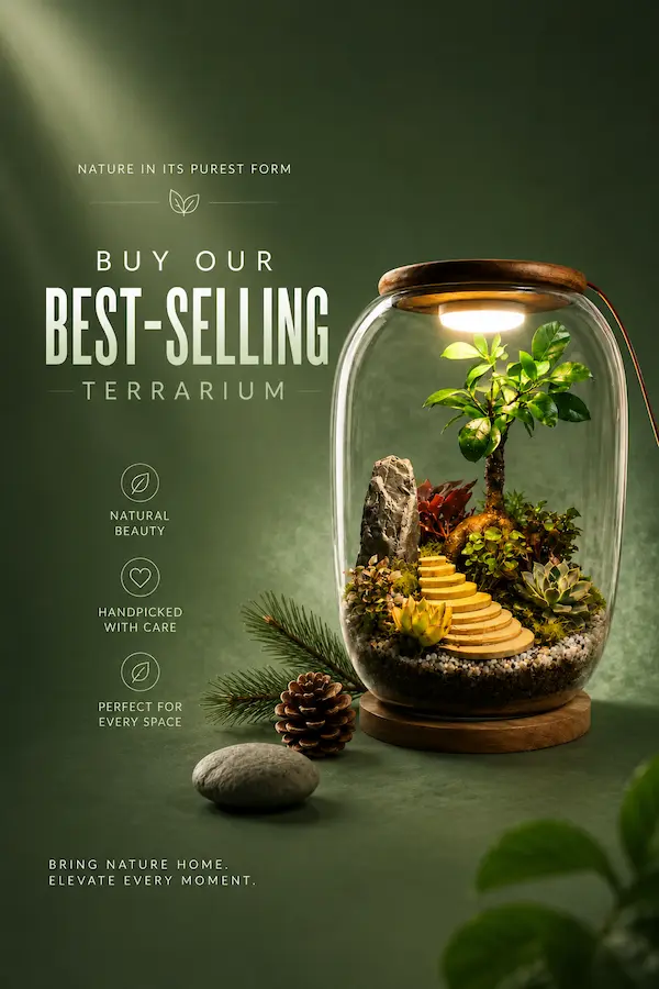 Premium handcrafted terrariums by Wild Roots Gifting, featuring elegant glass terrariums with real plants, available for delivery across India. Ideal for luxury indoor plant décor, homes, offices, hotels, corporate gifting, and special occasions. Mobile View