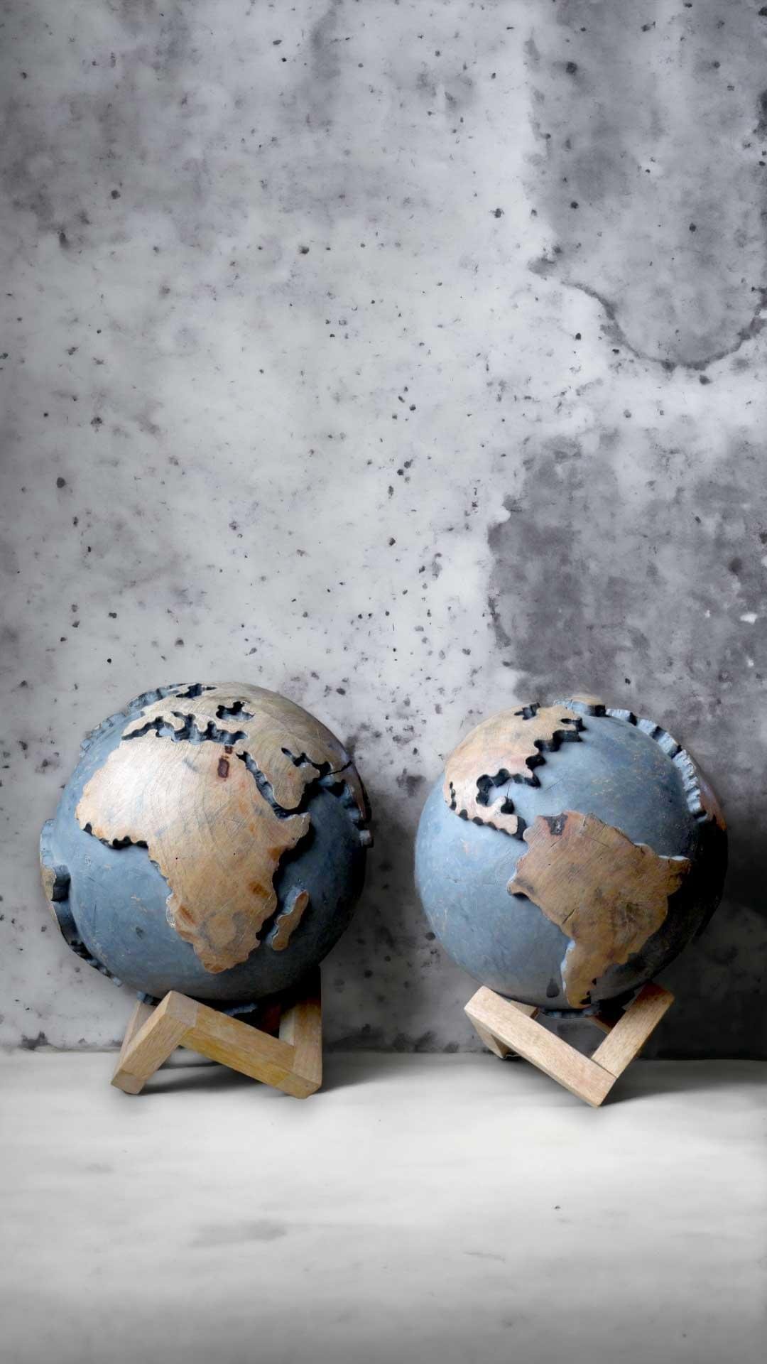 "Captivating Hand-Carved Wooden Globe: A Touch of Elegance and Wanderlust Crafted by Wild Roots - Mango Wood Masterpiece for Office and Home Decor"
