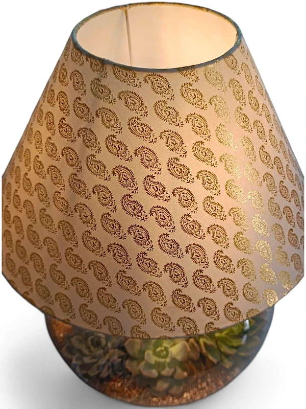 Round Bowl Lamp Terrarium with LED light and greenery by Wildroots